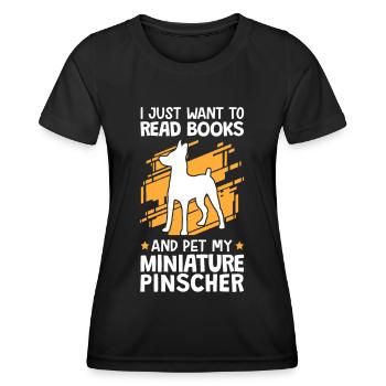 Coup de Pinscher nain et lecture de Pinscher - T-shirt sport Femme - noir - Devant - AI Model Female 172 light (172cm)