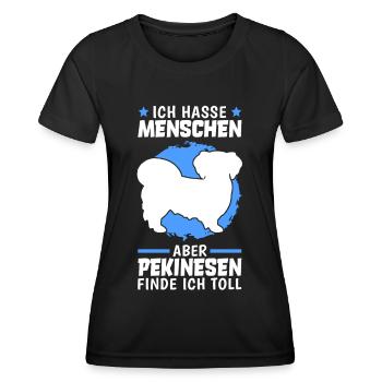 Pekinesen finde ich toll Peking-Palasthund - Frauen Funktions-T-Shirt - Schwarz - Vorne - AI Model Female 172 light (172cm)