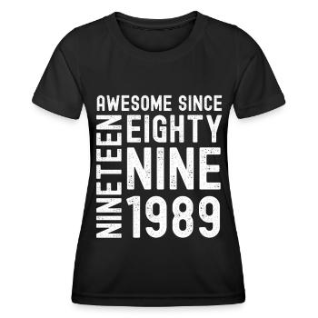 Génial depuis 1989 Année du cadeau d’anniversaire - T-shirt sport Femme - noir - Devant - AI Model Female 172 light (172cm)