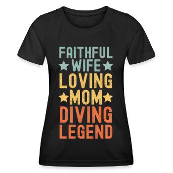 Épouse Mère Plongeur Plongée Légende rétro - T-shirt sport Femme - noir - Devant - AI Model Female 172 light (172cm)