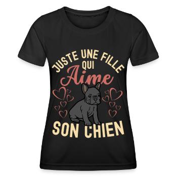 Amant de bouledogue français mignon kawaii - T-shirt sport Femme - noir - Devant - AI Model Female 172 light (172cm)