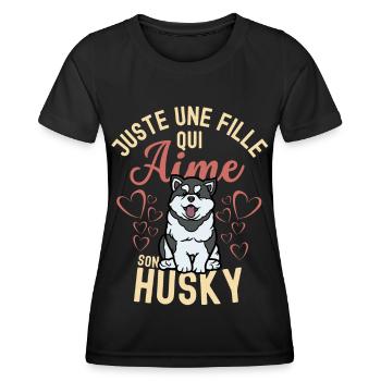 Amant husky mignon kawaii - T-shirt sport Femme - noir - Devant - AI Model Female 172 light (172cm)