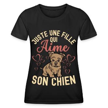 Amant mignon de chiot Silky Terrier Kawaii - T-shirt sport Femme - noir - Devant - AI Model Female 172 light (172cm)