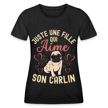 Amant de carlin mignon maman de carlin kawaii - T-shirt sport Femme - noir - Devant - AI Model Female 172 light (172cm)