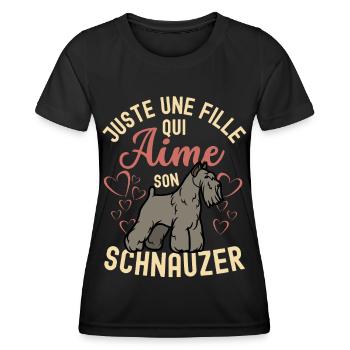 Amant de chien schnauzer mignon kawaii - T-shirt sport Femme - noir - Devant - AI Model Female 172 light (172cm)