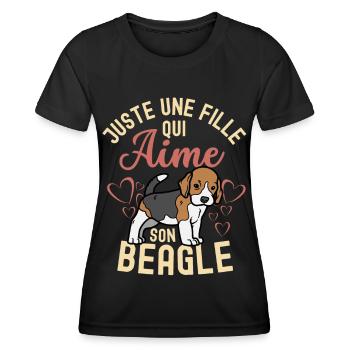 Chien beagle mignon beagle kawaii - T-shirt sport Femme - noir - Devant - AI Model Female 172 light (172cm)