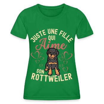 Amant de rottweiler mignon kawaii - T-shirt sport Femme - vert - Devant - AI Model Female 172 dark (172cm)