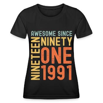 Génial depuis 1991 Année du cadeau d’anniversaire - T-shirt sport Femme - noir - Devant - AI Model Female 172 light (172cm)