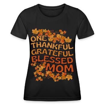 Thankful Mom Mama Herbst Blätter Dankbarkeit - Frauen Funktions-T-Shirt - Schwarz - Vorne - AI Model Female 172 light (172cm)