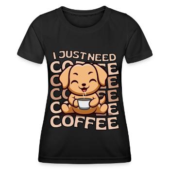 Sweet Labrador Coffee Dog Cafe kawaii - T-shirt sport Femme - noir - Devant - AI Model Female 172 light (172cm)