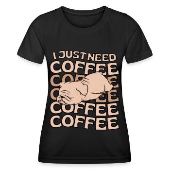 Bulldogge Kaffee Cafe kawaii - Frauen Funktions-T-Shirt - Schwarz - Vorne - AI Model Female 172 light (172cm)