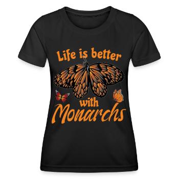Citation mignon monarque papillon - T-shirt sport Femme - noir - Devant - AI Model Female 172 light (172cm)