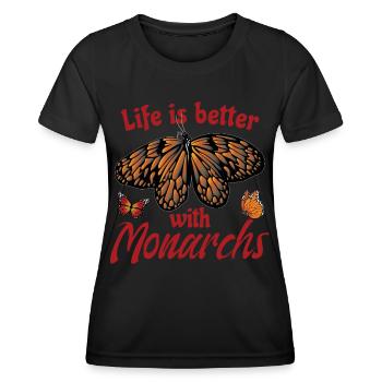 Das Leben ist besser mit Monarchen - Frauen Funktions-T-Shirt - Schwarz - Vorne - AI Model Female 172 light (172cm)