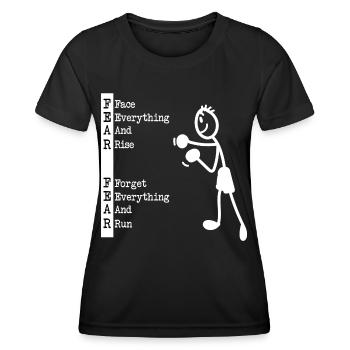 Figurine Bâton Boxeur Combatif Force Positive - T-shirt sport Femme - noir - Devant - AI Model Female 172 light (172cm)