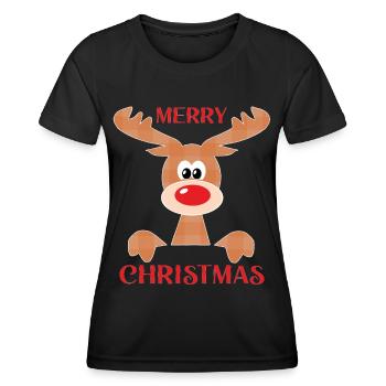 Rentier Weihnachtlich - Frauen Funktions-T-Shirt - Schwarz - Vorne - AI Model Female 172 light (172cm)
