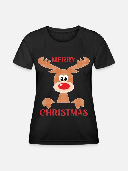 Rentier Weihnachtlich - Frauen Funktions-T-Shirt - Schwarz