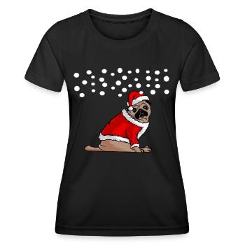 Nuit de neige chien chien mobylette - idée de cadeau - T-shirt sport Femme - noir - Devant - AI Model Female 172 light (172cm)