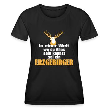 erzgebirger - Frauen Funktions-T-Shirt - Schwarz - Vorne - AI Model Female 172 light (172cm)