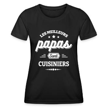 LES MEILLEURS PAPAS SONT CUISINIERS - T-shirt sport Femme - noir - Devant - AI Model Female 172 light (172cm)