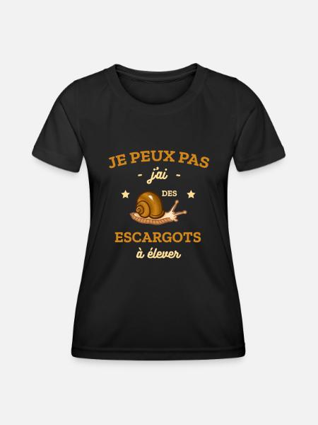 JE PEUX PAS J'AI DES ESCARGOTS À ELEVER - T-shirt sport Femme - noir