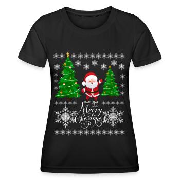 Père Noël-Vilain Noël Flocons de neige - T-shirt sport Femme - noir - Devant - AI Model Female 172 light (172cm)