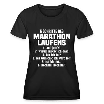 6 schritte marathon Lauf lustiger Spruch - Frauen Funktions-T-Shirt - Schwarz - Vorne - AI Model Female 172 light (172cm)