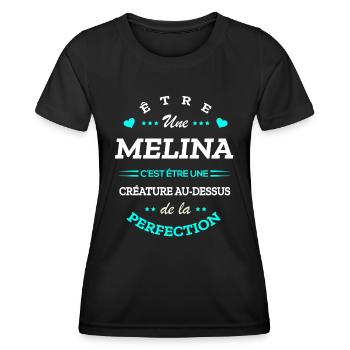 MELINA PARFAITE - NOM MELINA - T-shirt sport Femme - noir - Devant - AI Model Female 172 light (172cm)