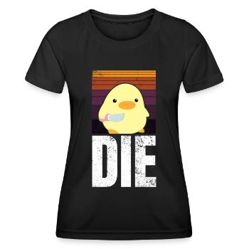 THE Die Die Duck with Knife Duck With Knife Meme - Women's Functional T-Shirt - black - Front - AI Model Female 172 light (172cm)