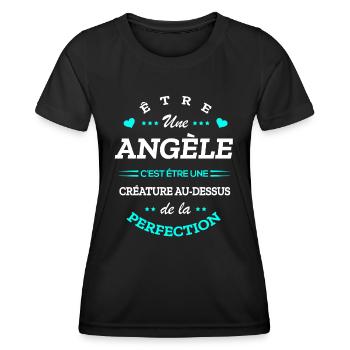 ANGÈLE PARFAITE - NOM ANGÈLE - T-shirt sport Femme - noir - Devant - AI Model Female 172 light (172cm)