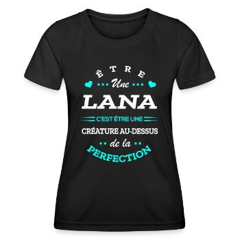 LANA PARFAITE - NOM LANA - T-shirt sport Femme - noir - Devant - AI Model Female 172 light (172cm)