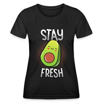 Avocado - Stay Fresh - Dancing Vegetables - Women's Functional T-Shirt - black - Front - AI Model Female 172 light (172cm)