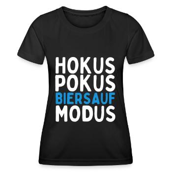 Hokus Pokus Biersauf Modus - Lustiger Spruch - Frauen Funktions-T-Shirt - Schwarz - Vorne - AI Model Female 172 light (172cm)