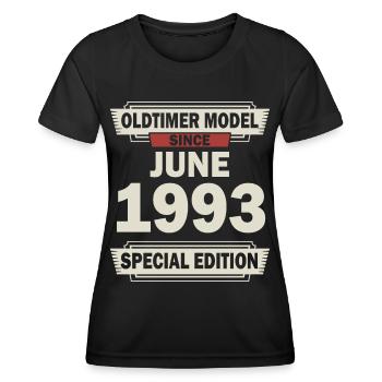 29. Geburtstag Juni Jahrgang 1993 Geschenkidee - Frauen Funktions-T-Shirt - Schwarz - Vorne - AI Model Female 172 light (172cm)