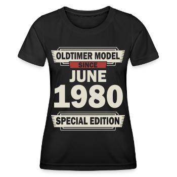 42ème anniversaire Juin né 1980 Idée cadeau - T-shirt sport Femme - noir - Devant - AI Model Female 172 light (172cm)