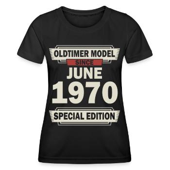 52ème anniversaire Juin né 1970 Idée cadeau - T-shirt sport Femme - noir - Devant - AI Model Female 172 light (172cm)