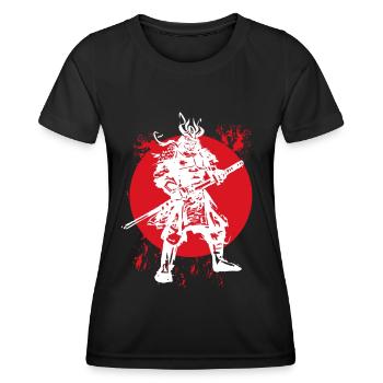 Samurai Japanischer Krieger Blutmond Design - Frauen Funktions-T-Shirt - Schwarz - Vorne - AI Model Female 172 light (172cm)