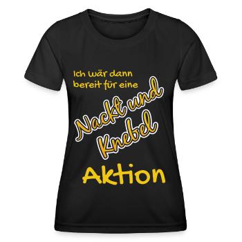 Nackt und Knebel Aktion - Frauen Funktions-T-Shirt - Schwarz - Vorne - AI Model Female 172 light (172cm)