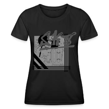 Skater sk8 spirit on rolls in grau - Frauen Funktions-T-Shirt - Schwarz - Vorne - AI Model Female 172 light (172cm)