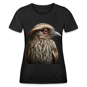 Illustration de l’oiseau Potoo - T-shirt sport Femme - noir - Devant - AI Model Female 172 light (172cm)