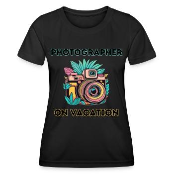 Photographe en vacances - T-shirt sport Femme - noir - Devant - AI Model Female 172 light (172cm)