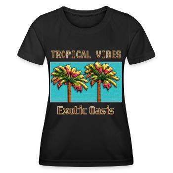 AMBIANCE TROPICALE Havre exotique - T-shirt sport Femme - noir - Devant - AI Model Female 172 light (172cm)