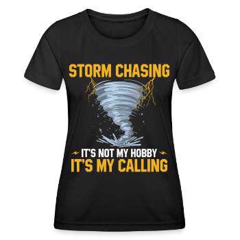 Sturmjäger Sprüche | Gewitter Meteorologe Geschenk - Frauen Funktions-T-Shirt - Schwarz - Vorne - AI Model Female 172 light (172cm)