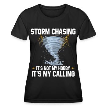 Sturmjäger Shirts | Unwetter Sturm Blitz Geschenke - Frauen Funktions-T-Shirt - Schwarz - Vorne - AI Model Female 172 light (172cm)