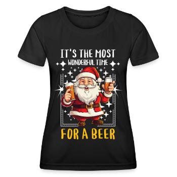 Weihnachtsmann Bier Saufen Alkohol Weihnachten - Frauen Funktions-T-Shirt - Schwarz - Vorne - AI Model Female 172 light (172cm)
