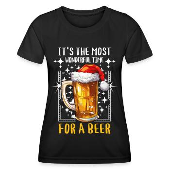 Weihnachten Bier Weihnachtsbier Prost Lustig Humor - Frauen Funktions-T-Shirt - Schwarz - Vorne - AI Model Female 172 light (172cm)