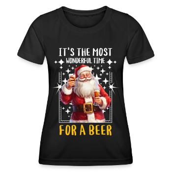 Weihnachten Bier Saufen Alkohol Weihnachtsmann - Frauen Funktions-T-Shirt - Schwarz - Vorne - AI Model Female 172 light (172cm)