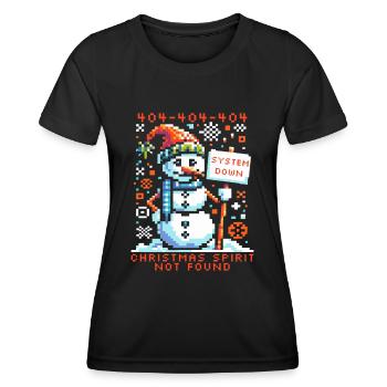 Lustige Weihnachten 404 Fehler Schneemann Pixel Art - Frauen Funktions-T-Shirt - Schwarz - Vorne - AI Model Female 172 light (172cm)