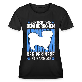 Pekinese Herrchen Peking-Palasthund Pekingese - Frauen Funktions-T-Shirt - Schwarz - Vorne - AI Model Female 172 light (172cm)