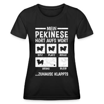 Pekinese Hundetricks Peking-Palasthund - Frauen Funktions-T-Shirt - Schwarz - Vorne - AI Model Female 172 light (172cm)