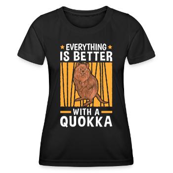 Alles ist besser mit Quokka Beuteltier - Frauen Funktions-T-Shirt - Schwarz - Vorne - AI Model Female 172 light (172cm)